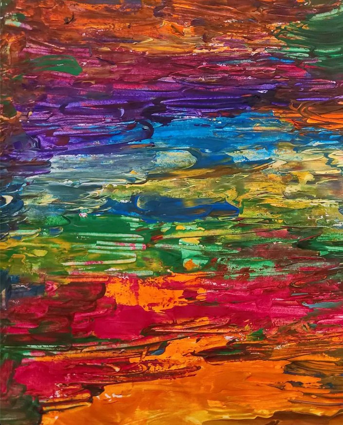 Pintura abstrata com camadas de cor